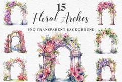 Victorian Floral Arches Flower Clipart PNG Scrapbooking Nursery Watercolor Transparent wedding invitation shirt designs sublimation printable digital bloom