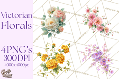 Victorian Floral PNG, Painted Roses, Peonies, Botanical Png Product Image 1