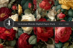 Pink &amp; Red Vintage Floral Digital Paper Product Image 1
