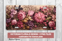 Floral License Plate PNG | Victorian Flowers Car Plates Art Product Image 1