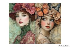 Victorian Girls Portraits Junk Journal Printable Half Pages Product Image 2