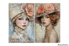 Victorian Girls Portraits Junk Journal Printable Half Pages Product Image 3