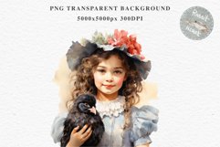 Victorian Girl With Chicken Royal Lady Vintage Romantic Art Flower Transparent Print junk journal collage scrapbooking designs sublimation printable files  watercolor antique romantic girl illustration paper craft, Victorian Lady Chicken, Royal Women PNG