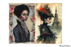 Victorian Vintage Mixed Media Women Portraits, Art Collage Product Image 3