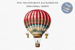 Victorian Hot Balloon Vintage Watercolor Clipart PNG Nursery Art Yellow  Transparent Print for invitation t-shirt designs sublimation kids printable digital watercolor Victorian Hot Balloon Vintage png clipart, yellow, red, blue  jpeg sublimation clip art