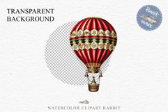 Victorian Hot Balloon Vintage Watercolor Clipart PNG Nursery Art Yellow  Transparent Print for invitation t-shirt designs sublimation kids printable digital watercolor Victorian Hot Balloon Vintage png clipart, yellow, red, blue  jpeg sublimation clip art