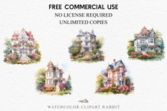 Victorian House Farm Landscape Field Watercolor Clipart PNG  Transparent Print for invitation t-shirt designs sublimation kids printable digital