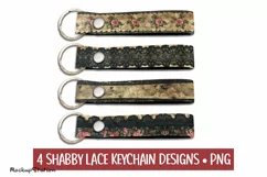 Victorian Shabby Keychain Wristlet PNG, Vintage Sublimation Product Image 1