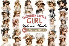 Victorian Little Girl Watercolor Sublimation clipart Product Image 1