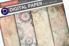 Victorian Pastel Steampunk Digital Paper Product Image 1