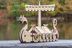 Viking Ship Laser Cut File, 3D SVG Model Plan for DIY Product Image 5
