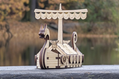 Viking Ship Laser Cut File, 3D SVG Model Plan for DIY Product Image 3