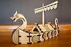 Viking Ship Laser Cut File, 3D SVG Model Plan for DIY Product Image 2