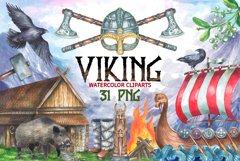 Viking watercolor cliparts Product Image 1