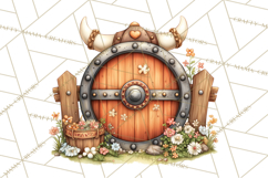 Whimsical Viking Village Clipart PNG, Nordic People Clip Art Product Image 3