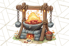 Whimsical Viking Village Clipart PNG, Nordic People Clip Art Product Image 4