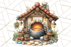 Whimsical Viking Village Clipart PNG, Nordic People Clip Art Product Image 2