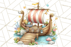 Whimsical Viking Village Clipart PNG, Nordic People Clip Art Product Image 2