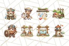 Whimsical Viking Village Clipart PNG, Nordic People Clip Art Product Image 3