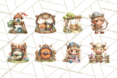 Whimsical Viking Village Clipart PNG, Nordic People Clip Art Product Image 4