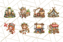 Whimsical Viking Village Clipart PNG, Nordic People Clip Art Product Image 5