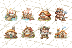 Whimsical Viking Village Clipart PNG, Nordic People Clip Art Product Image 8
