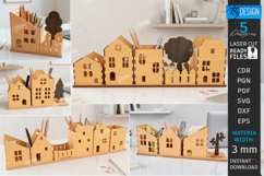 Village Desk Organizers Laser Cut Bundle | Office Decor SVG Product Image 1