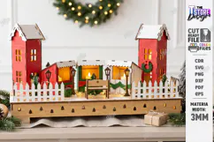 3D Christmas Village Night Light Laser Cut | Winter Town SVG Product Image 1