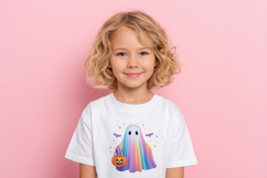 Cute Ghost with Pumpkin PNG - Trendy Halloween Sublimation Product Image 3
