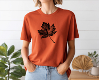 Autumn Linocut Clipart - Black Silhouette Fall Leaves PNG Product Image 3