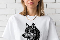 Wolf Head Linocut Sublimation Design Product Image 3