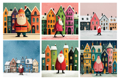 Whimsical Village Santa Digital Paper Vol.1, 40 PNG &amp; JPEG Product Image 2