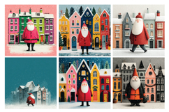 Whimsical Village Santa Digital Paper Vol.1, 40 PNG &amp; JPEG Product Image 3