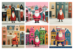 Whimsical Village Santa Digital Paper Vol.1, 40 PNG &amp; JPEG Product Image 4