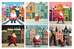 Whimsical Village Santa Digital Paper Vol.1, 40 PNG &amp; JPEG Product Image 5