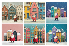 Whimsical Village Santa Digital Paper Vol.1, 40 PNG &amp; JPEG Product Image 6