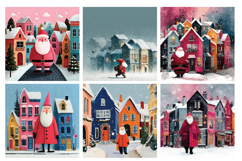 Whimsical Village Santa Digital Paper Vol.1, 40 PNG &amp; JPEG Product Image 7