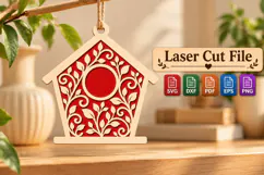 Vine Birdhouse Glowforge Cut File, Leafy Pattern Vector SVG Product Image 1