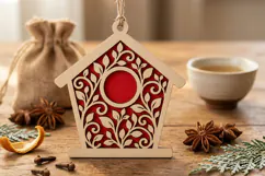 Vine Birdhouse Glowforge Cut File, Leafy Pattern Vector SVG Product Image 2