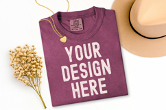 Comfort Colors C1717 Vineyard Shirt Mockup, Flat Lay Mockup Product Image 1