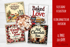 Vintage Christmas Sublimation, retro square Coaster Design Product Image 1