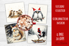 Vintage Christmas Sublimation, retro square Coaster Design Product Image 1