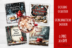 Vintage Christmas Sublimation, retro square Coaster Design Product Image 1