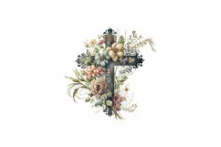 Vintage Floral Christain Cross Watercolor Clipart Product Image 4