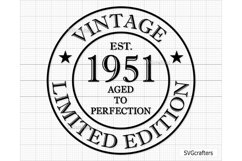 72nd Birthday Svg Png, Vintage 1951 svg, Aged to perfection Product Image 1