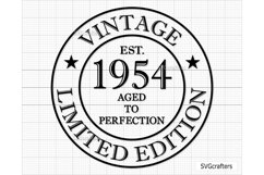 69th Birthday Svg Png, Vintage 1954 svg, Aged to perfection Product Image 1