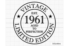 62nd Birthday Svg Png, Vintage 1961 svg, Aged to perfection Product Image 1