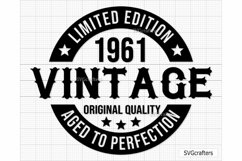 62nd Birthday Svg Png, Vintage 1961 svg, Aged to perfection Product Image 1