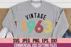 60th Birthday SVG - Vintage 1963 Clipart - Retro Birthday Product Image 2