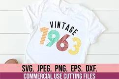 60th Birthday SVG - Vintage 1963 Clipart - Retro Birthday Product Image 3